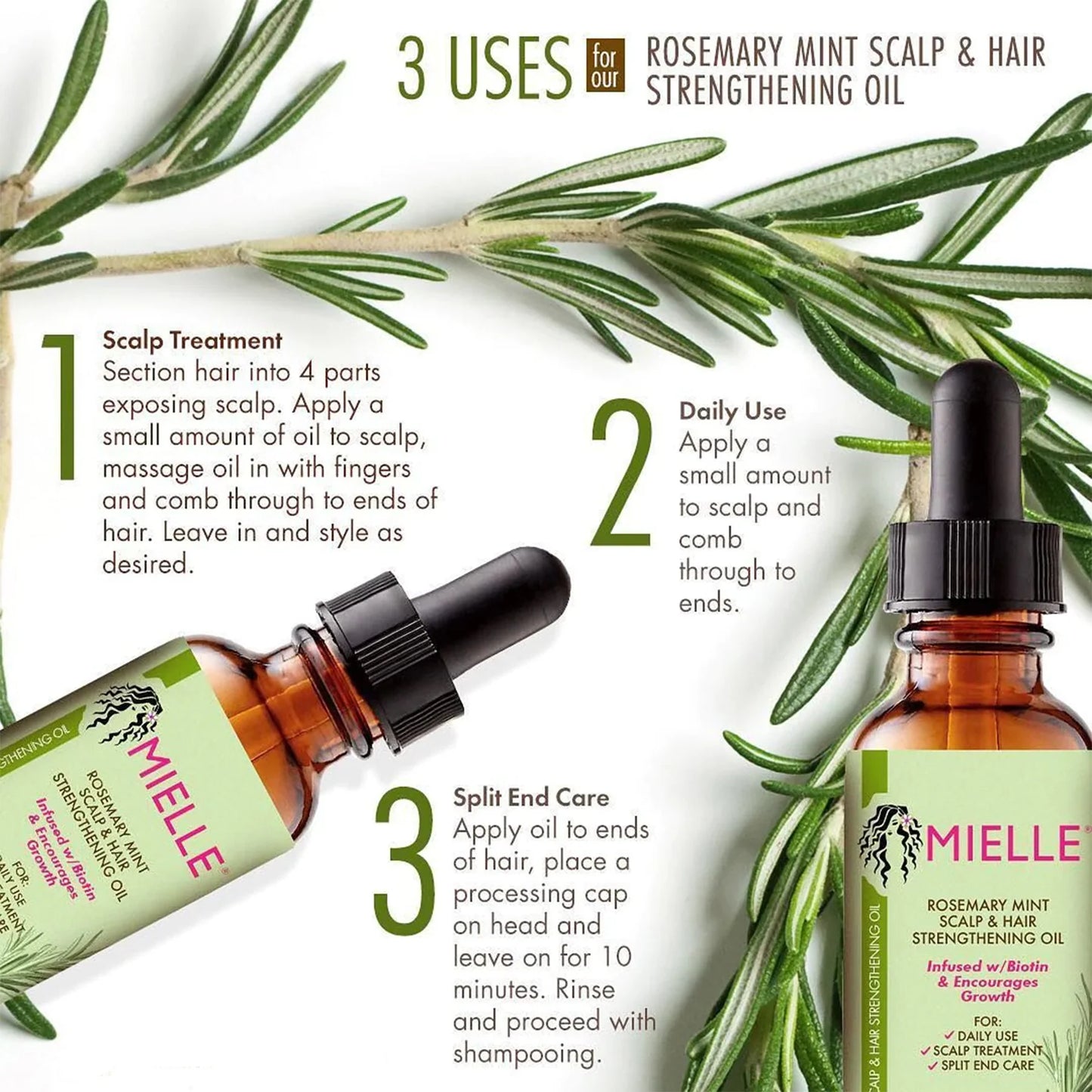 andbeautycare - Mielle Rosemary Mint Scalp & Hair Strengthening Oil 59ml